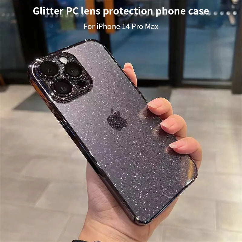 Luxury Electroplated Glitter Phone Case For IPhone 11 15 12 13 14 Pro Max Protective Shell Clear Transparent Shockproof Cover