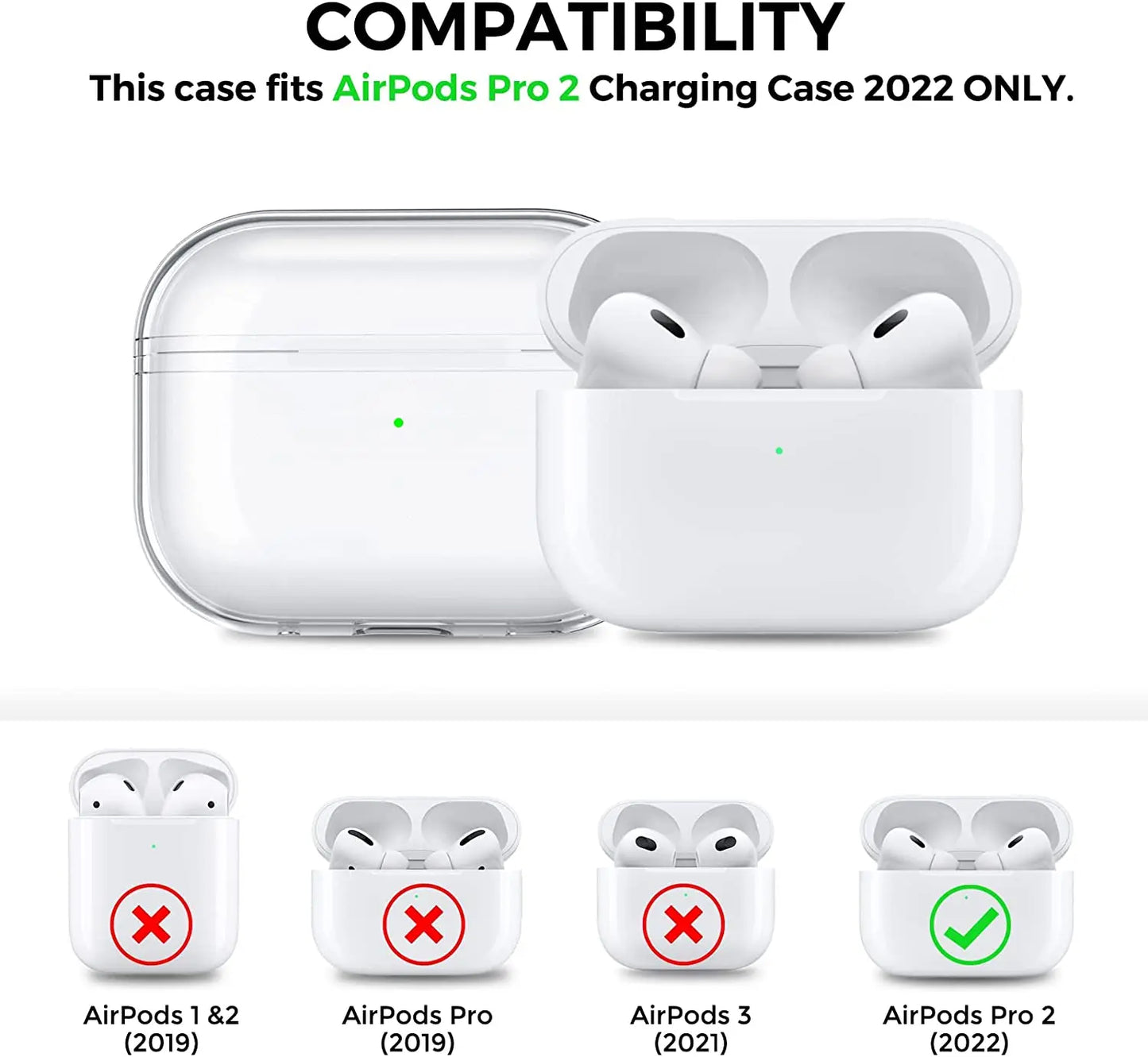 For  Airpods Pro 2 Clear case Compatible with Mag-Safe Wireless Charging Soft TPU Protective Case Cover For Airppods Pro 2 2022
