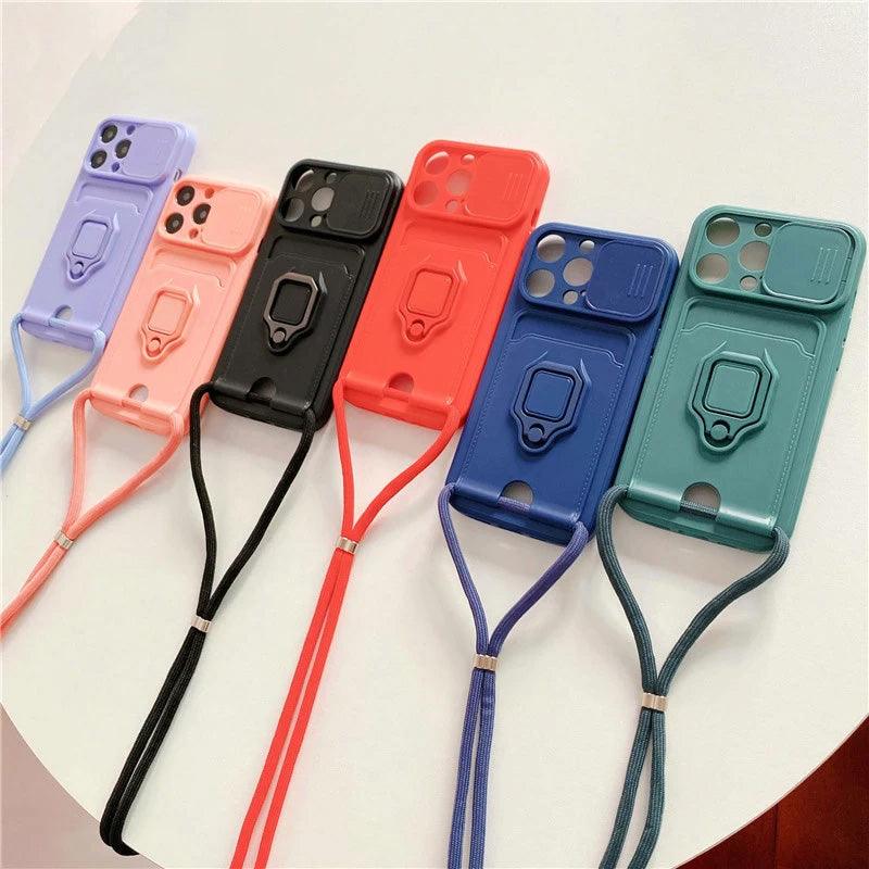 Crossbody Fashion Lanyard Card Holder Ring Stand Case For iPhone 11 12 –