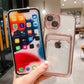 Glossy Edge Plating Transparent Card Holder Case For iPhone 11 Pro Max 12 13 Soft Back Cover