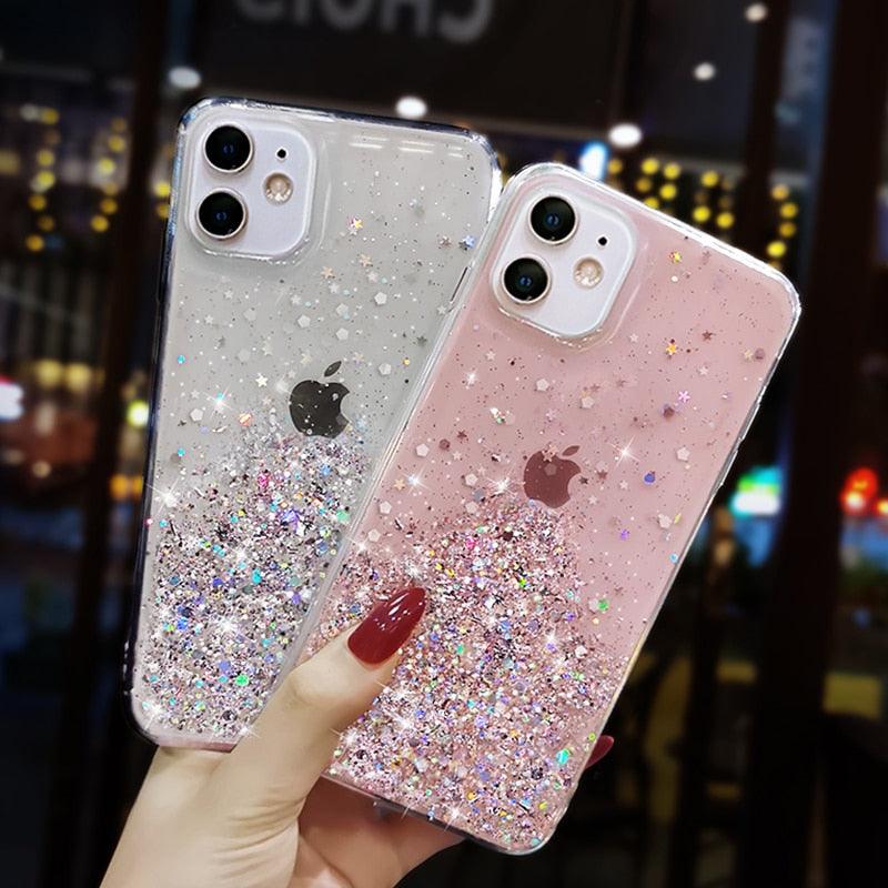 Luxury Glitter Foil Bling Shiny Clear Case For iPhone 11 Pro Max 12 Mini X XS XR 7 8 Plus SE 6S Cover