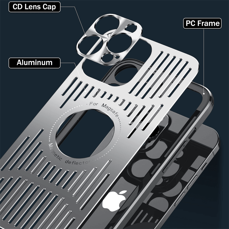 Metal Magnetic Heat Dissipation Ventilated Phone Case For iPhone 14 Pro Max Plus 12 13 Pro