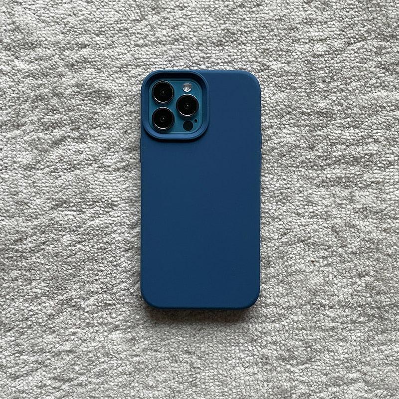 Plain Colorful Matte Silicon Protective Case For iPhone 14 Pro Max 13 12 Mini With Lens Bumper