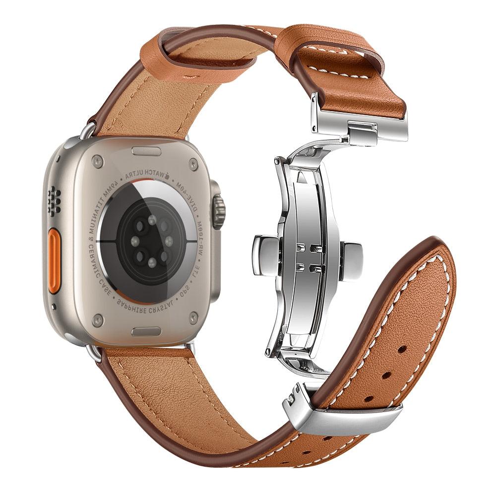 Maikes Luxury Leather Strap For Apple Watch Ultra 49mm 45mm 44mm