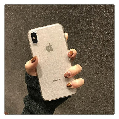 Shiny Glitter Powder Transparent Shockproof Black Phone Case For iPhone 11 Pro XR XS Max 8 7 Plus 6S Bling Soft TPU Back Cover - i-Phonecases.com