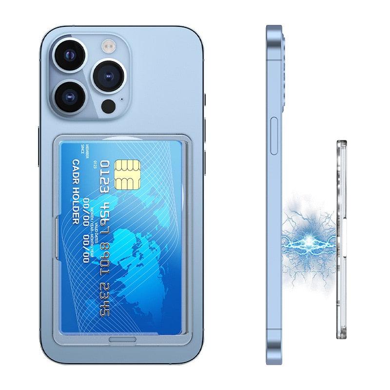 Transparent Magnetic Wallet Clip Phone for iPhone 12 13 14 15