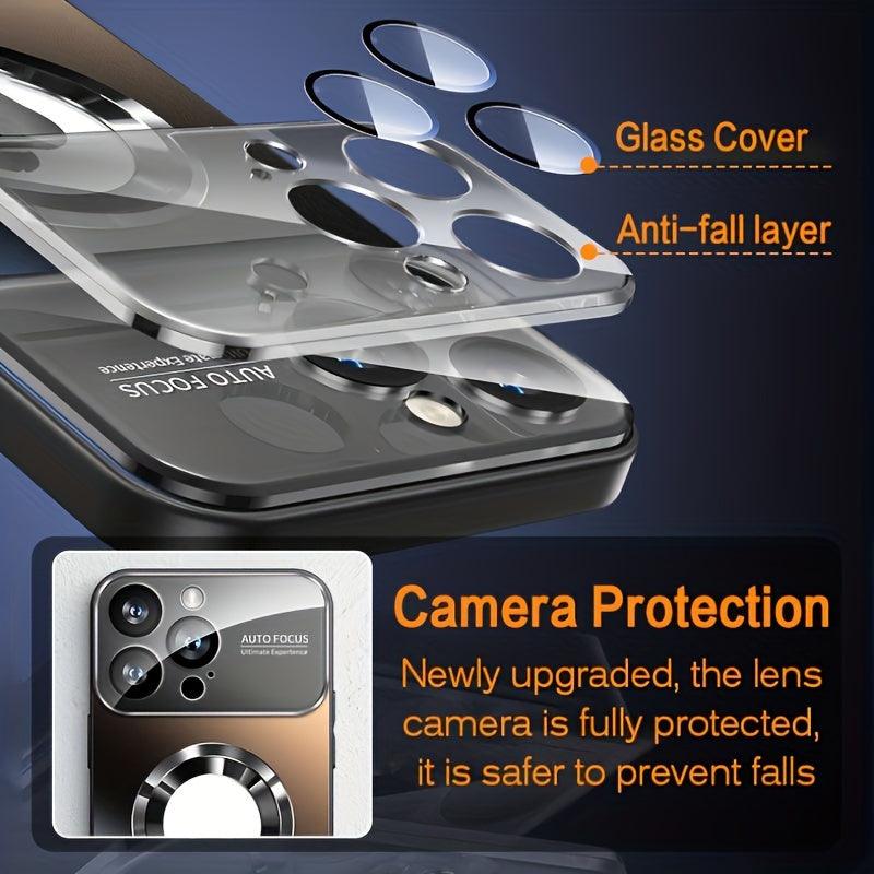 New Titanium Metallic Color Luxury Matte Phone Case for Iphone 15 14 13 12 11 Pro Max Plus Magnetic Wireless Charging Case Shockproof Glass Camera Lens Protection Cover