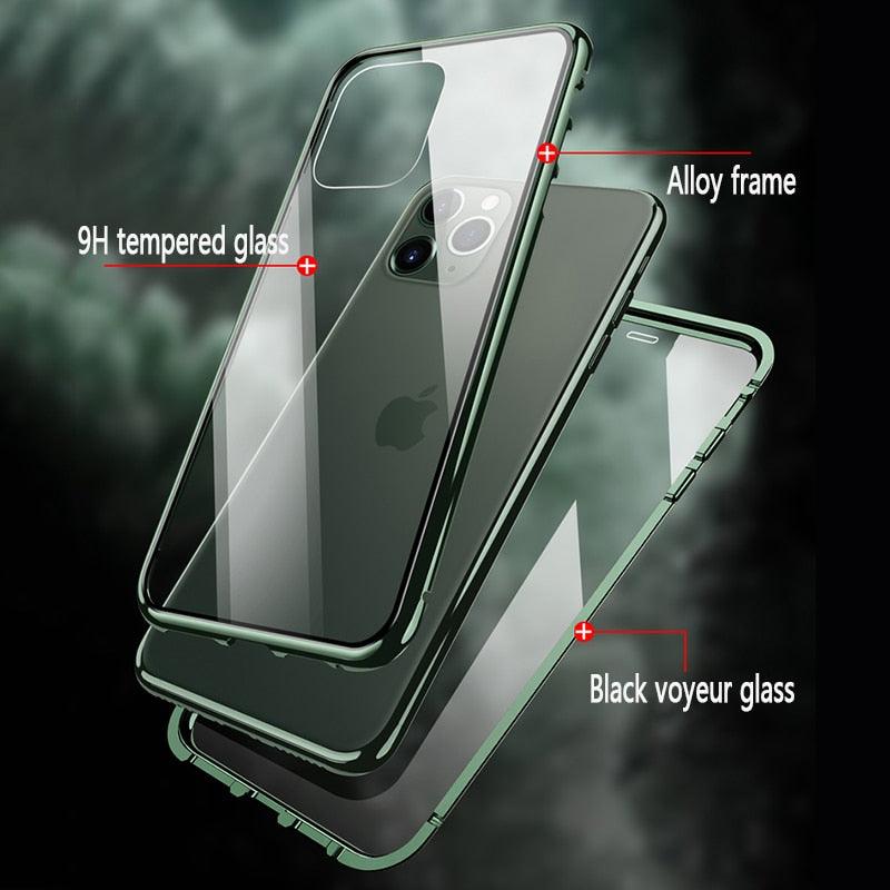 360 Metal Magnetic Case For iPhone 12 13 Mini 11 12 13 14 15 Pro Max 14 15 Plus Cases For iPhone X XR XS MAX 7 8 6 6S Plus Cover - i-Phonecases.com