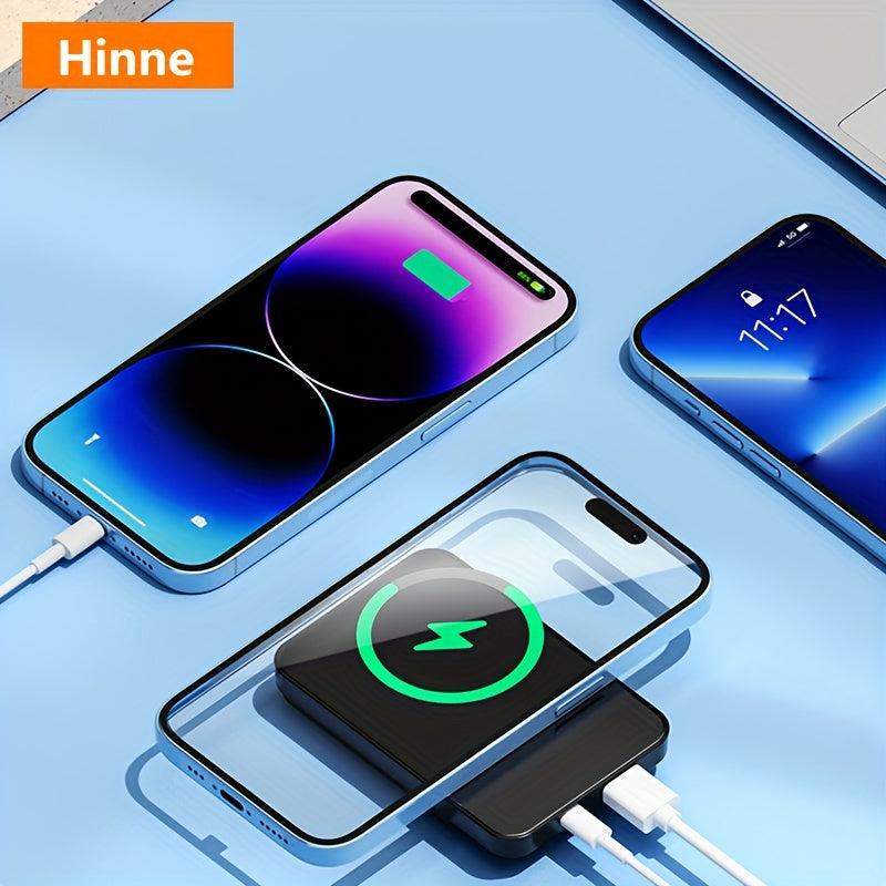 Hinne 5000/10000mAh Mobile Power Bank, 22.5W/PD20W Super Fast Charge, Magnetic Wireless Charging Bank, Portable Mobile Phone Charger For IPhone15pro/14max/13/12/ (USB, Type-c), With LED Power Display.