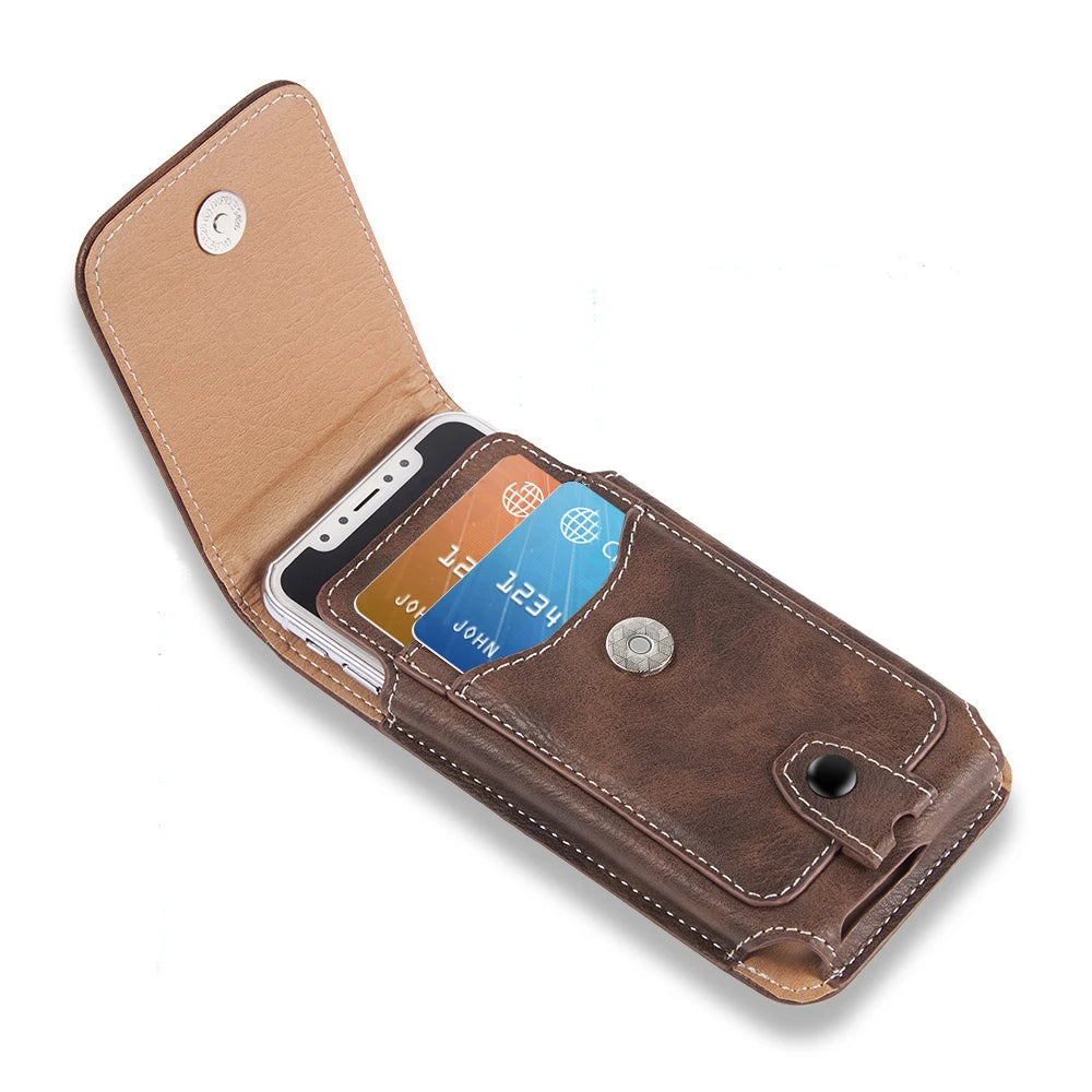 Classical Pouch Leather phone Case for iPhone 11Pro Max XS 7 8 Waist Bag Magnetic Holster Belt Clip Phone Cover for redmi 5Plus