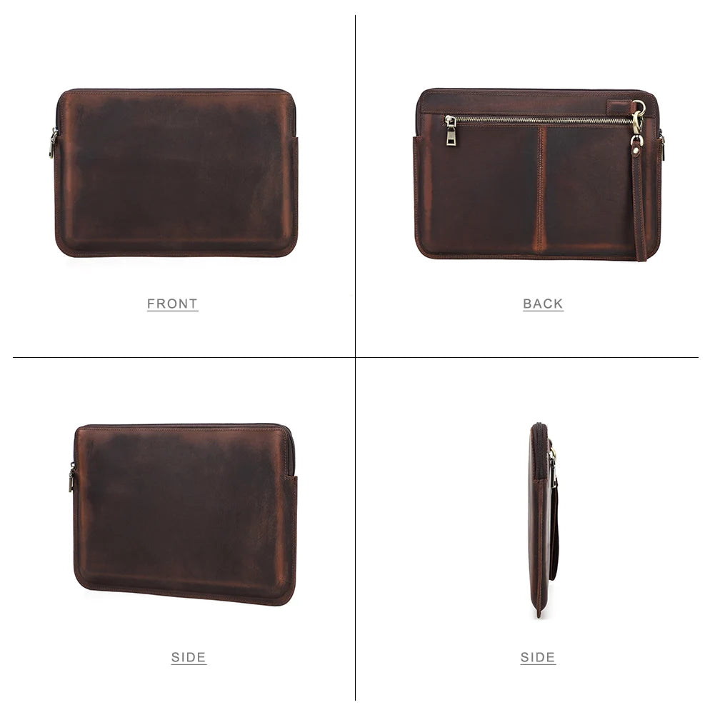 Laptop Briefcase Men For Macbook Air Pro 13 14 15 inch Cowhide Handbag Sleeve Tablet Pouch Case  Lenovo Thinkpad Matebook Funda