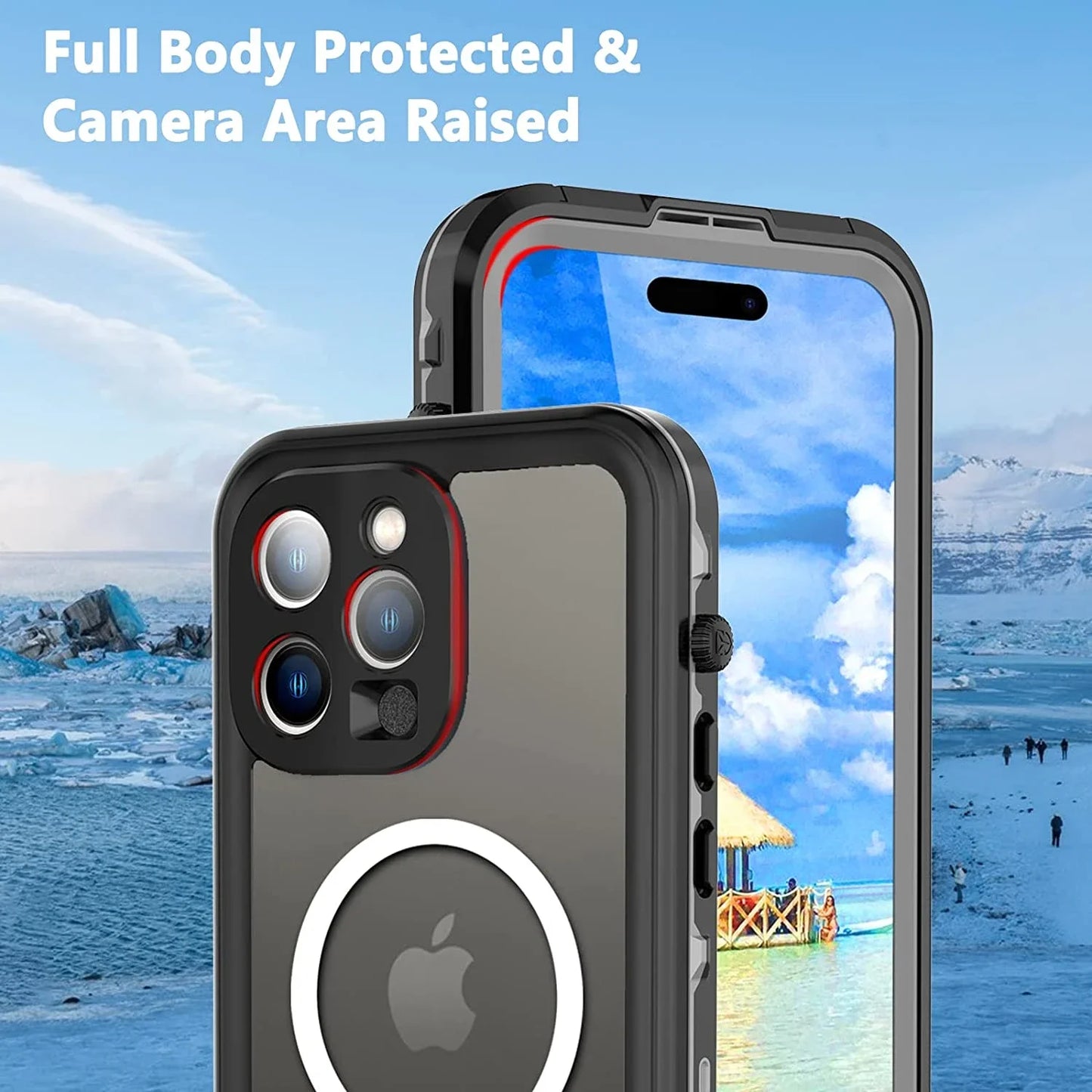 Waterproof for iPhone 16 15 14 Pro Max Case Plus Compatible Magsafe Case Magnetic Magnet Full Protection Phone Case with Lanyard