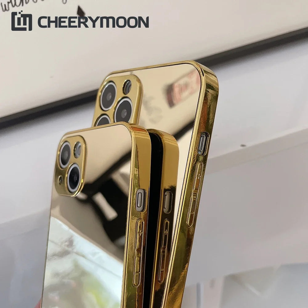 Hot Luxry Electroplating Silver Gold Mirror Case For iPhone 16 15 14 13 12 11 Pro Max 15Pro 14Pro Plus 15Promax Protector Cover