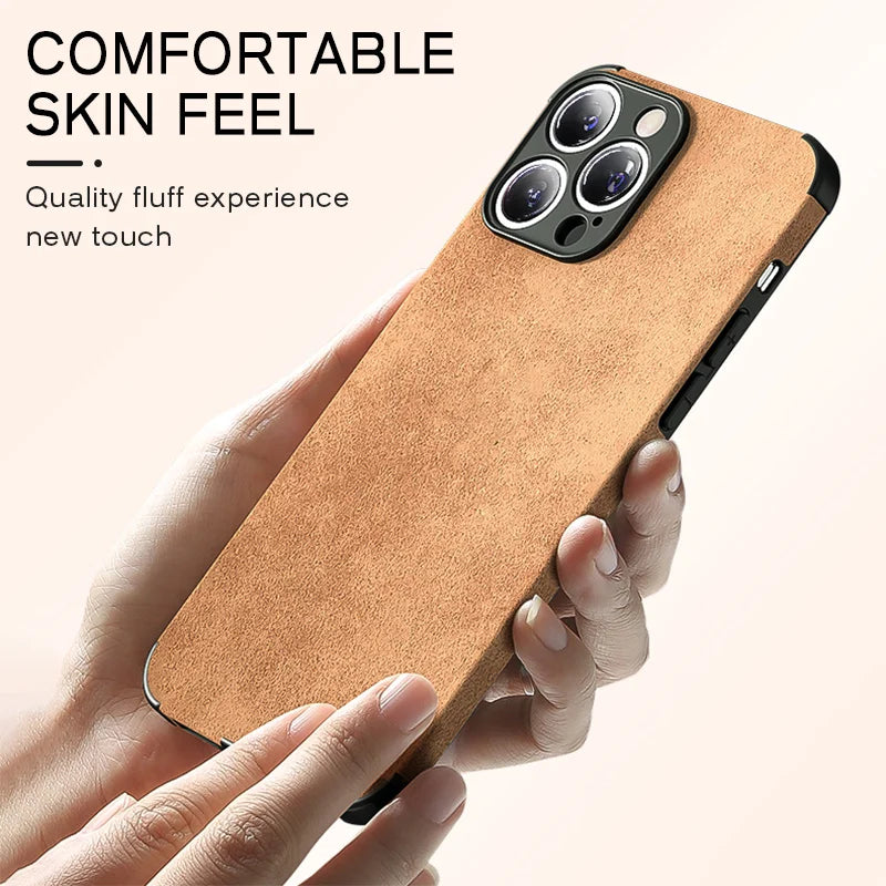 Luxury Lambskin Leather Phone Case iPhone 15 14 13 12 11 Pro Max Mini X XS XR 7 8 Plus SE Retro Solid Color Soft Silicone Cover