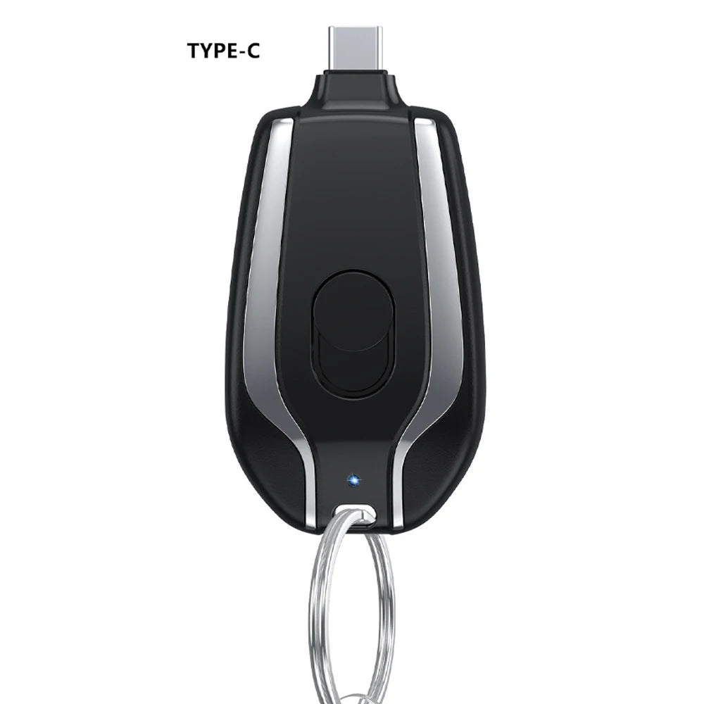 Emergency Pocket Keychain Charger Portable 1500mah Battery Mini Pod For Iphone Mobile Cell Phone Type C USB Power Bank Keychain