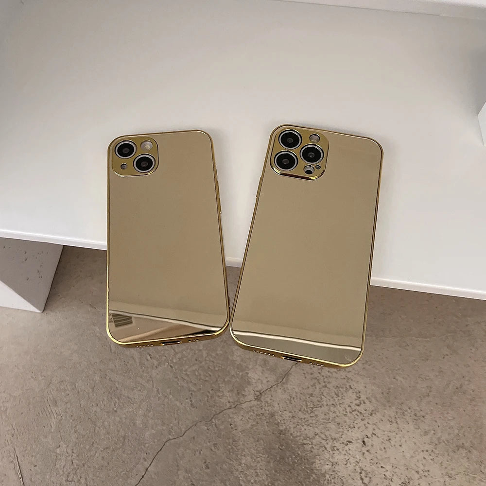 Hot Luxry Electroplating Silver Gold Mirror Case For iPhone 16 15 14 13 12 11 Pro Max 15Pro 14Pro Plus 15Promax Protector Cover