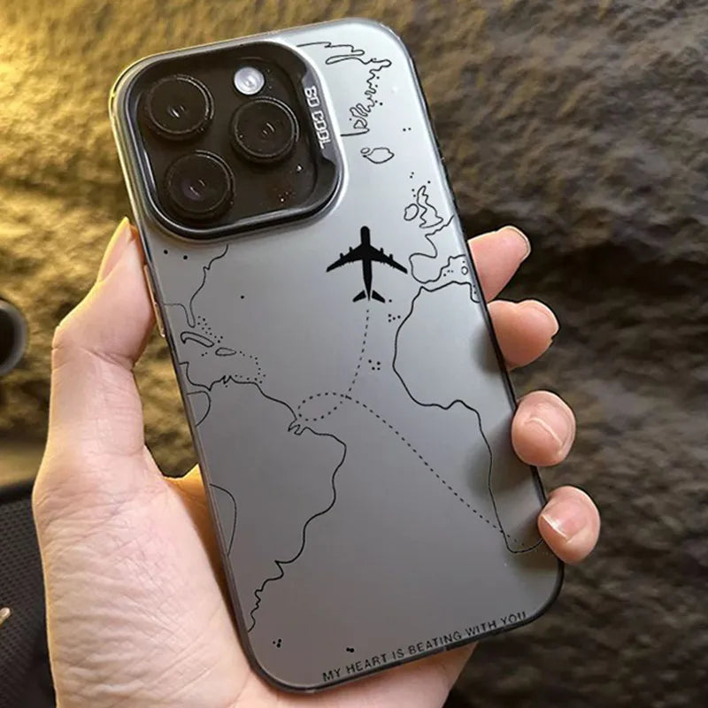 Travel-Inspired Airplane Route Design Case for IPhone 15 16 Pro Max 14 13 12 11 Pro XS MAX X XR 7 8 15 14 16 Plus SE2 Back Cover