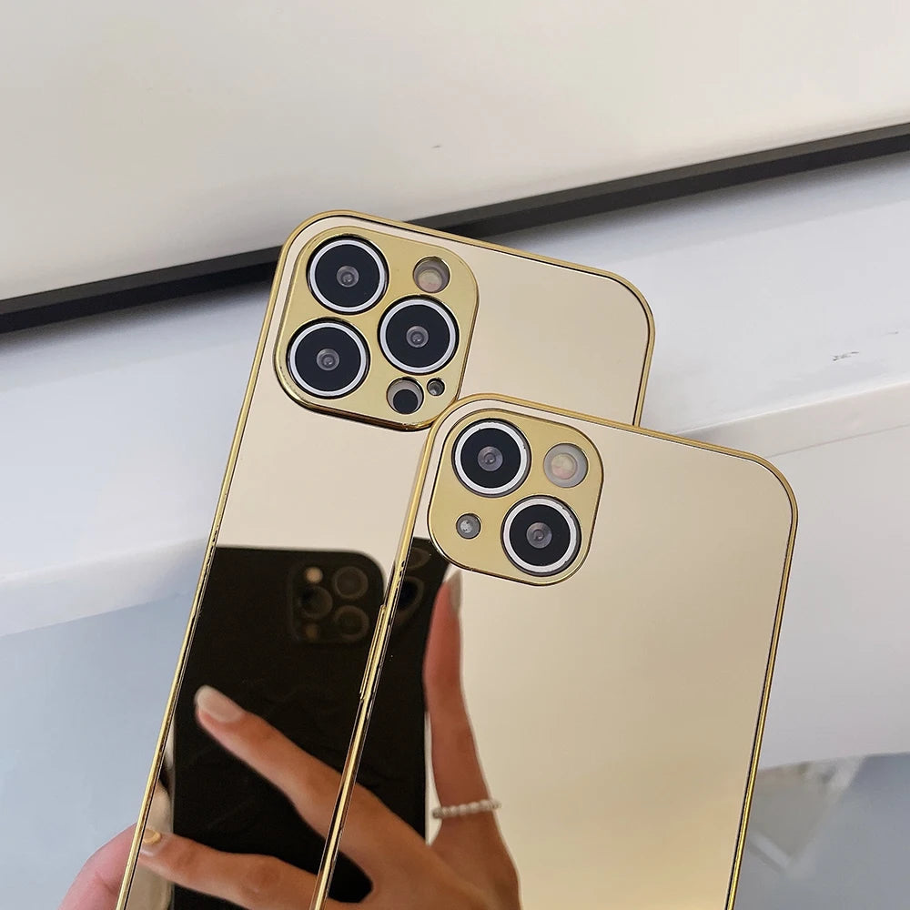 Hot Luxry Electroplating Silver Gold Mirror Case For iPhone 16 15 14 13 12 11 Pro Max 15Pro 14Pro Plus 15Promax Protector Cover