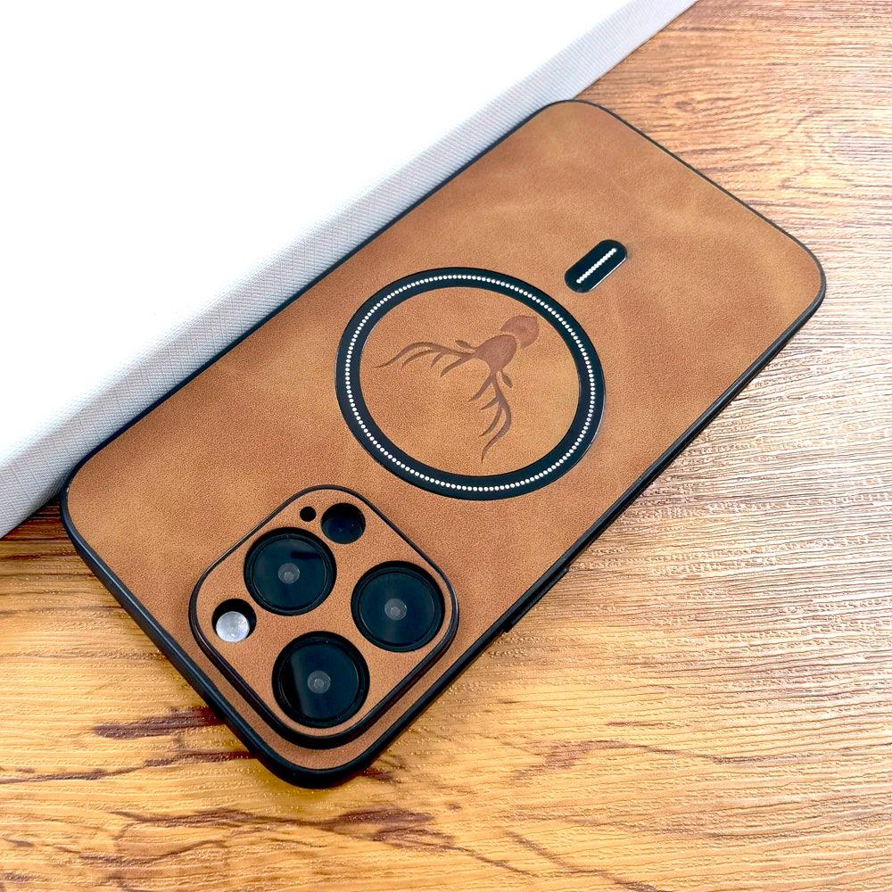 Luxury PU Leather Deer Case For iPhone 15 14 13 12 11 Pro Max 15Pro 14Pro 13Pro ProMax For Magsafe Wireless Charge Full Cover on