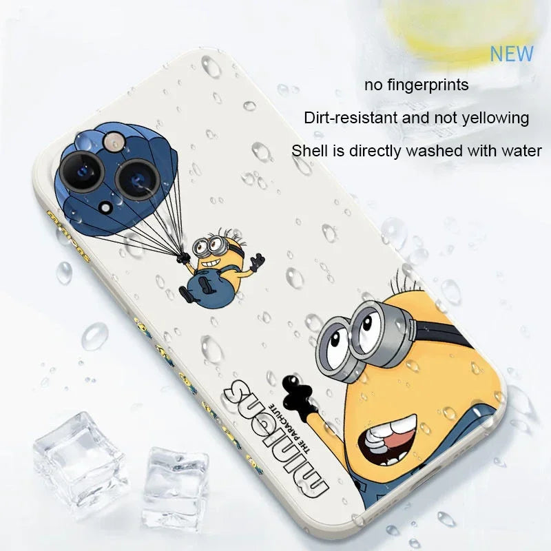 Minion iPhone Case Liquid Silicone Case For iPhone 11 12 13 Pro Max Mini X XR 7 8 Plus SE 2022 Clear Back Shockproof Phone Cover