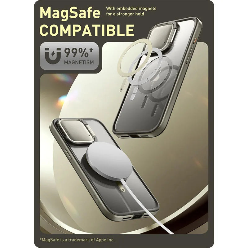 For iPhone 15 Pro Max Case with Camera Cover I-BLASON Shield Mag Clear Full-Body Protective Case with Built-in Screen Protector