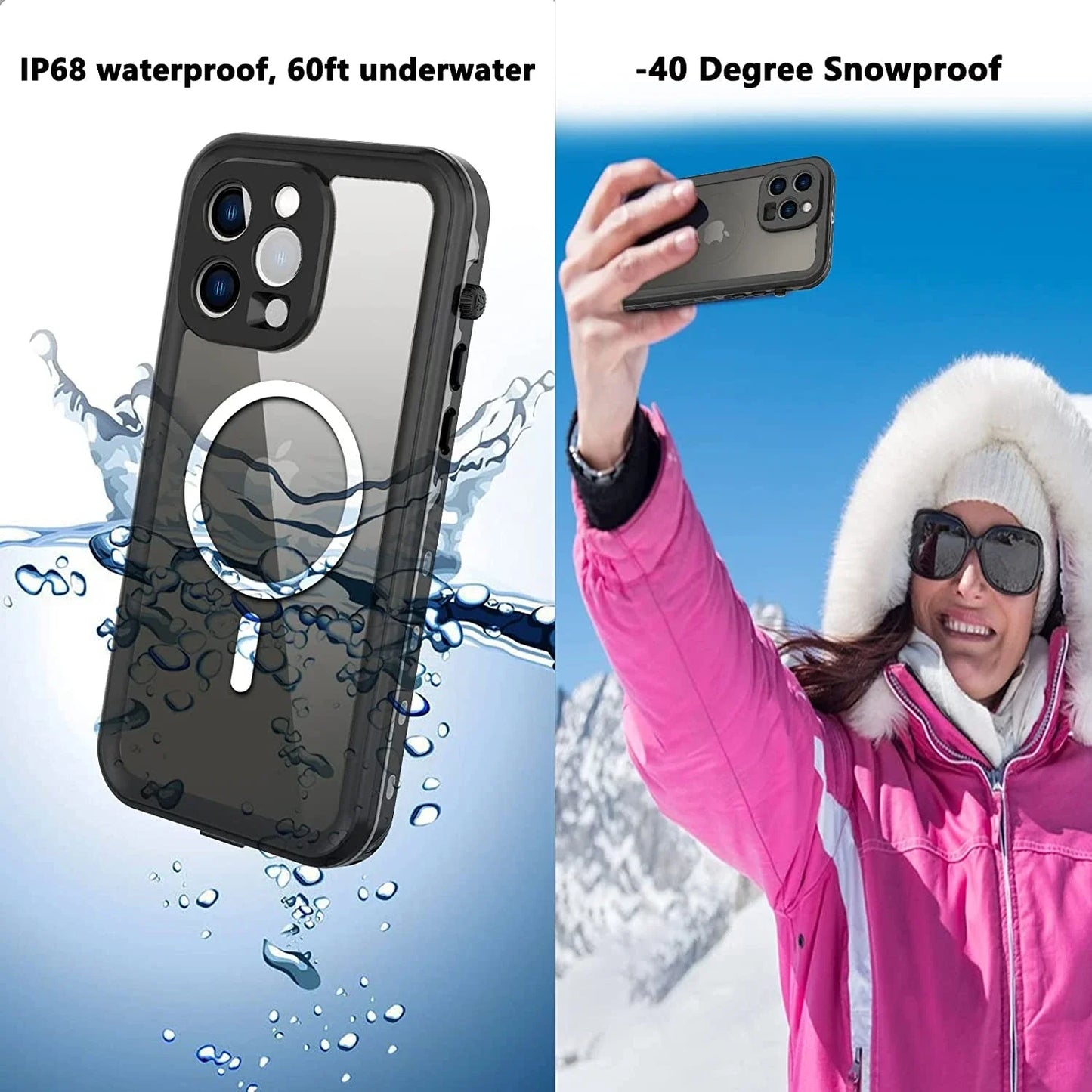 Waterproof for iPhone 16 15 14 Pro Max Case Plus Compatible Magsafe Case Magnetic Magnet Full Protection Phone Case with Lanyard