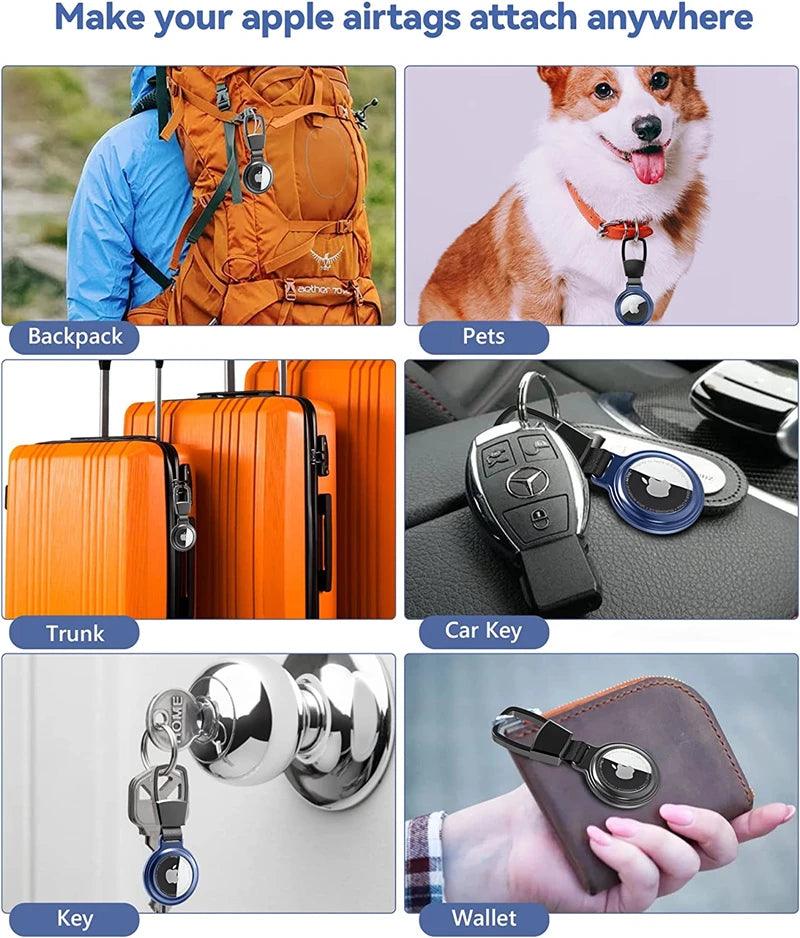 Metal Magnetic Anti-Lost Keychain Holder Case for Apple Airtag Air Tag Dog Cat Pet Collar Locator Tracker Protective Full Cover