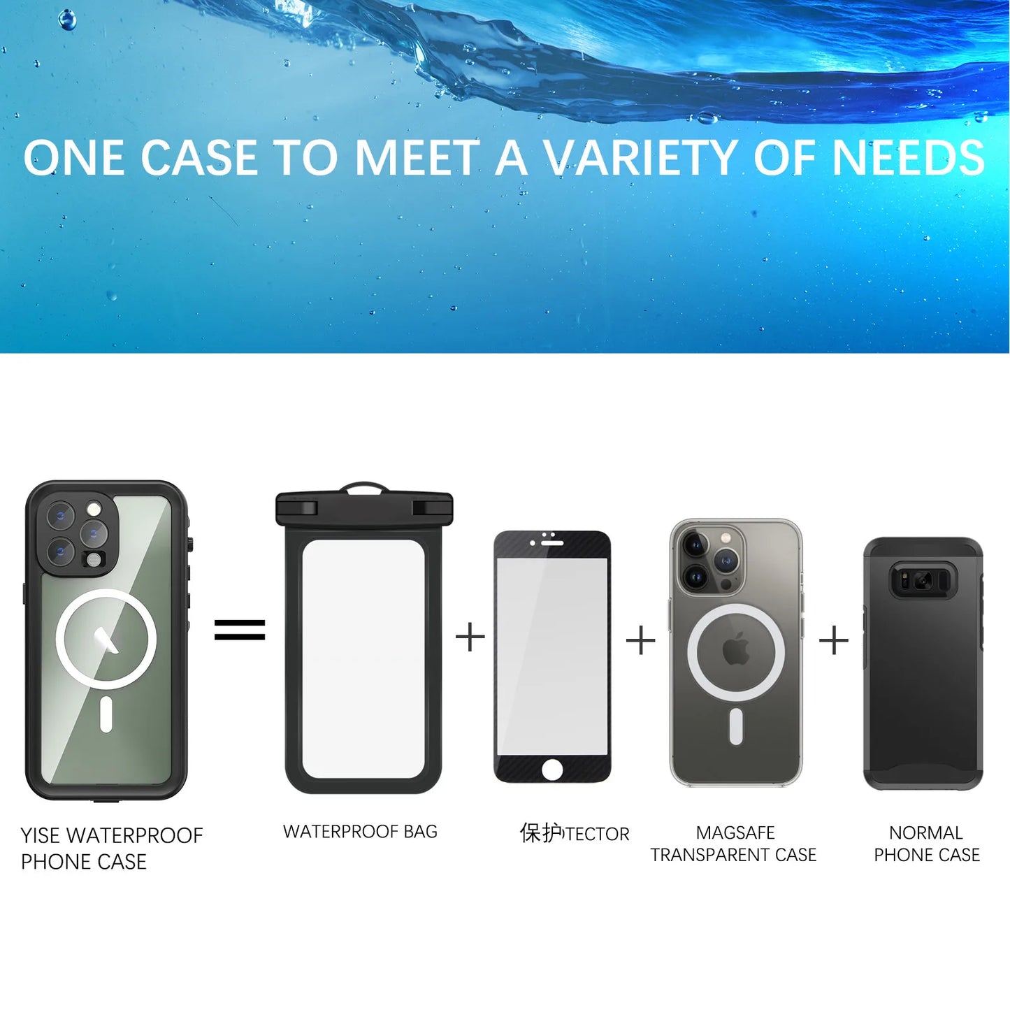 Waterproof for iPhone 16 15 14 Pro Max Case Plus Compatible Magsafe Case Magnetic Magnet Full Protection Phone Case with Lanyard