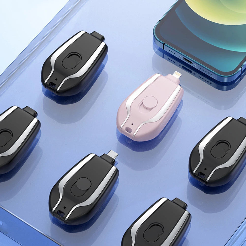Emergency Pocket Keychain Charger Portable 1500mah Battery Mini Pod For Iphone Mobile Cell Phone Type C USB Power Bank Keychain