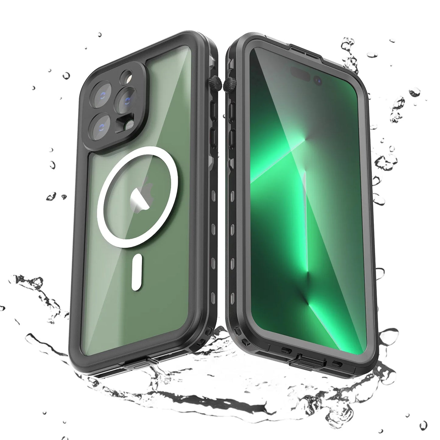 Waterproof for iPhone 16 15 14 Pro Max Case Plus Compatible Magsafe Case Magnetic Magnet Full Protection Phone Case with Lanyard