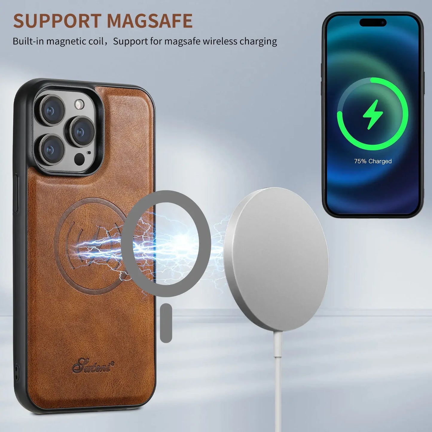 PU Leather Case for iPhone 15 Pro Max Plus iPhone 15 Pro 2 in1 Function Detachable Magnetic Card bag Stand Feature Cover