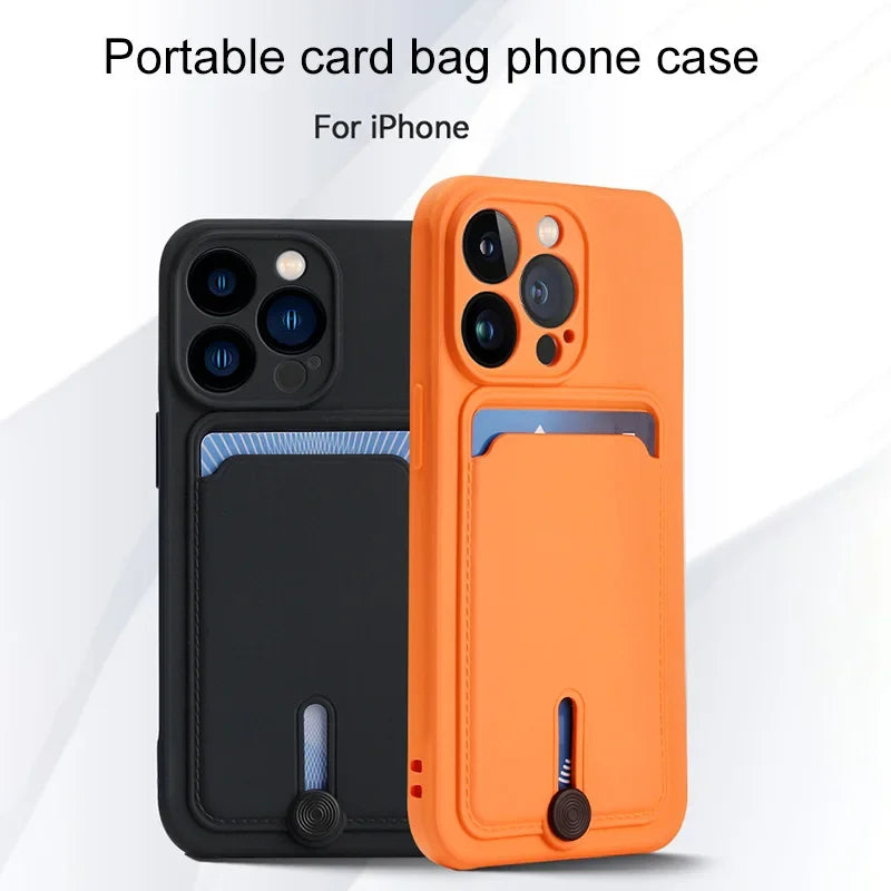 with card holder phone case for iphone 13 14 12 11 15 pro max soft cover case for iphone x xs xr max funda Camera protection