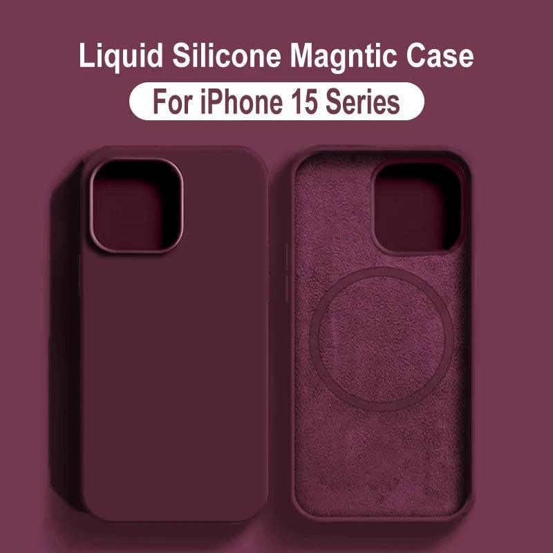 For Magsafe Wireless Charging Cases For iPhone 15 11 14 13 12 Pro Max Plus Liquid Silicone Magnetic Soft Cover Phone Accessories