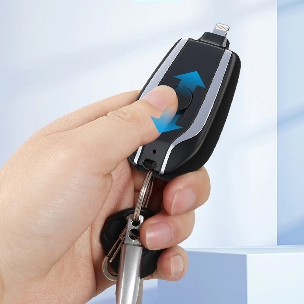 Emergency Pocket Keychain Charger Portable 1500mah Battery Mini Pod For Iphone Mobile Cell Phone Type C USB Power Bank Keychain