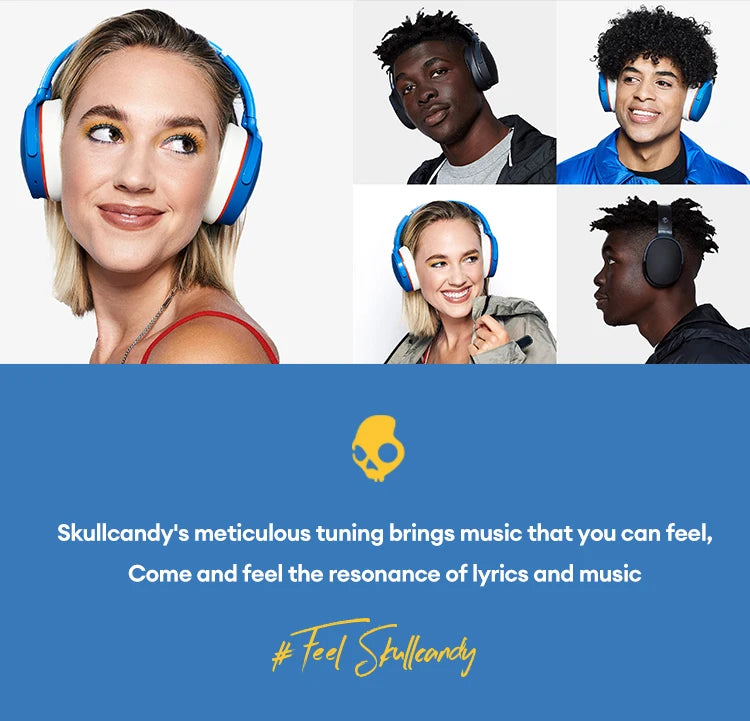 Skullcandy S6HVW-N740 Over-Ear Bluetooth Wireless Headphones 36H Long Endurance Headset Noise-lsolating Fit For Gaming Sports