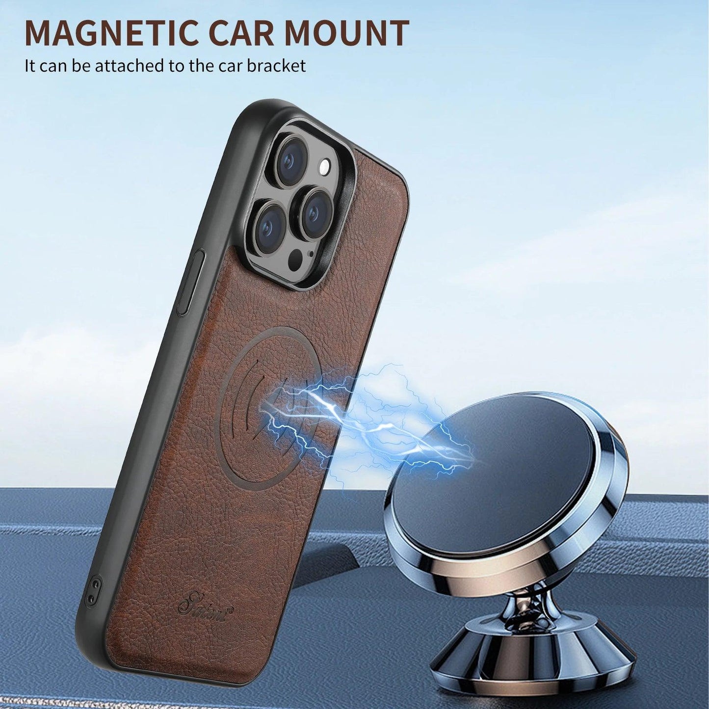 Leather Magnetic 2-in-1 Card Holder Wallet Phone Case Compatible with MagSafe Wireless Charging for iPhone 15 Pro Max 14 Plus 13