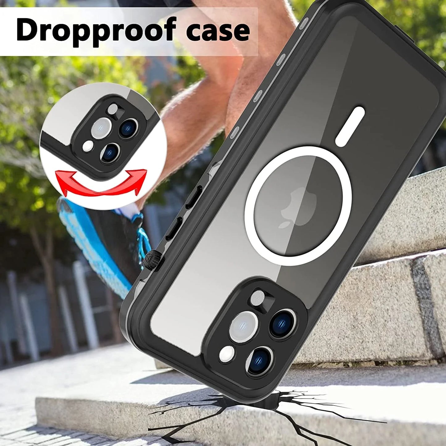 Waterproof for iPhone 16 15 14 Pro Max Case Plus Compatible Magsafe Case Magnetic Magnet Full Protection Phone Case with Lanyard