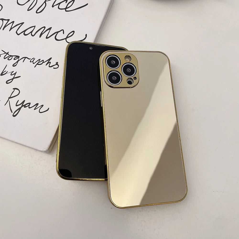 Hot Luxry Electroplating Silver Gold Mirror Case For iPhone 16 15 14 13 12 11 Pro Max 15Pro 14Pro Plus 15Promax Protector Cover