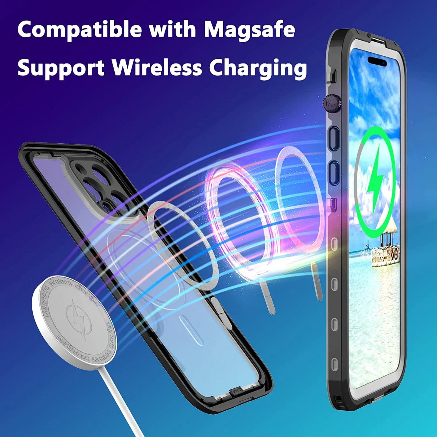 Waterproof for iPhone 16 15 14 Pro Max Case Plus Compatible Magsafe Case Magnetic Magnet Full Protection Phone Case with Lanyard