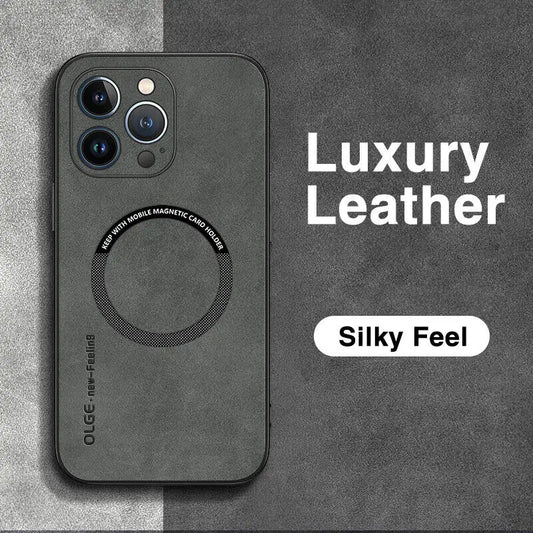 Luxury Magnetic Leather For Magsafe Wireless Charge Case For iPhone 15 14 13 11 12 Pro Max Sheepskin Matte Shockproof Back Cover