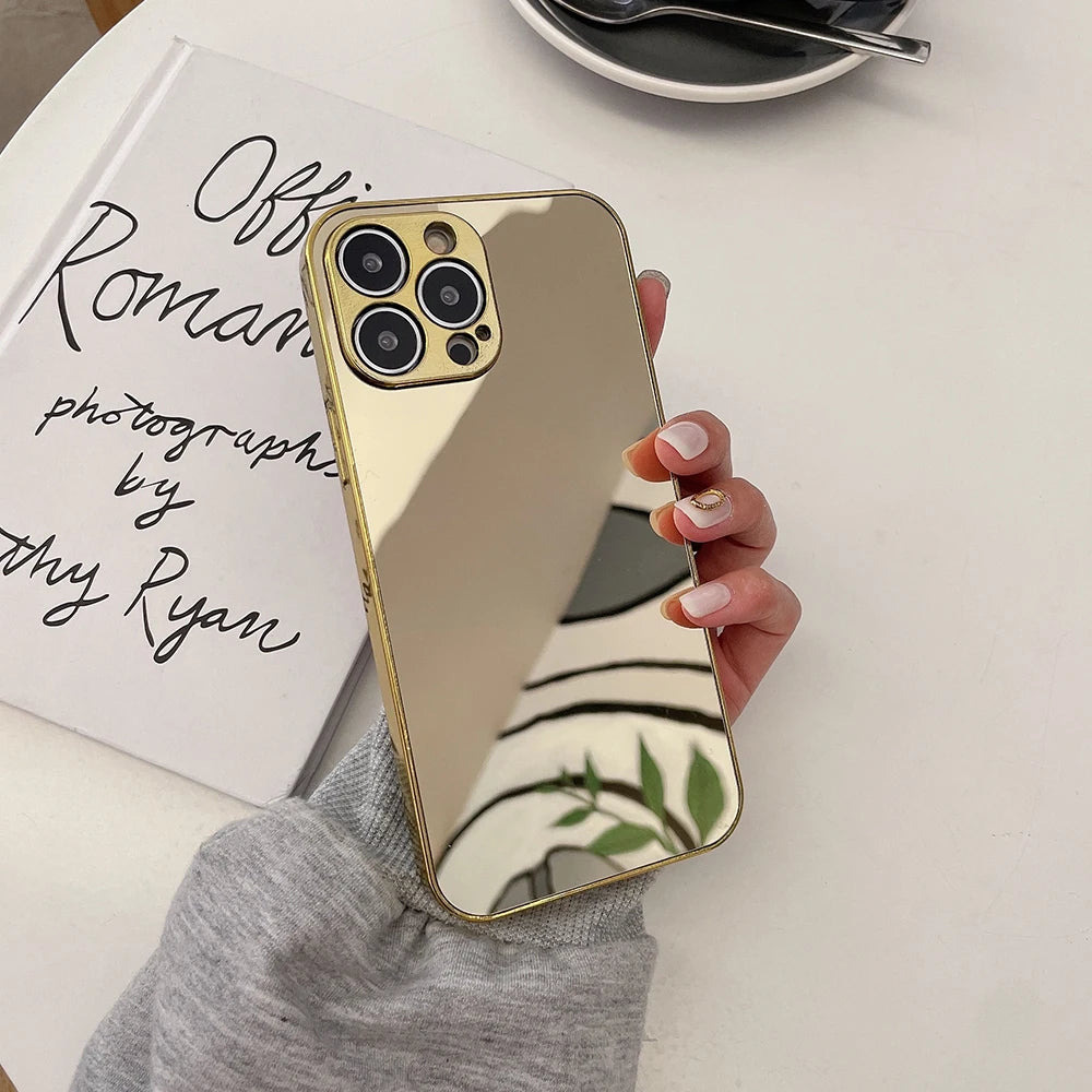 Hot Luxry Electroplating Silver Gold Mirror Case For iPhone 16 15 14 13 12 11 Pro Max 15Pro 14Pro Plus 15Promax Protector Cover