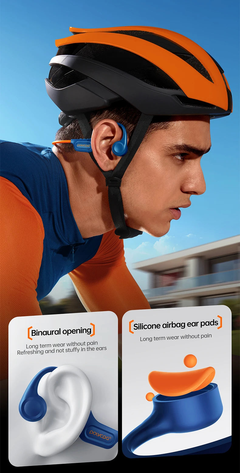 POLVCDG Bone Conduction Wireless earphones Bluetooth with 32GB IPX6 Sweat and Rain Resistant running and cycling earphones X15