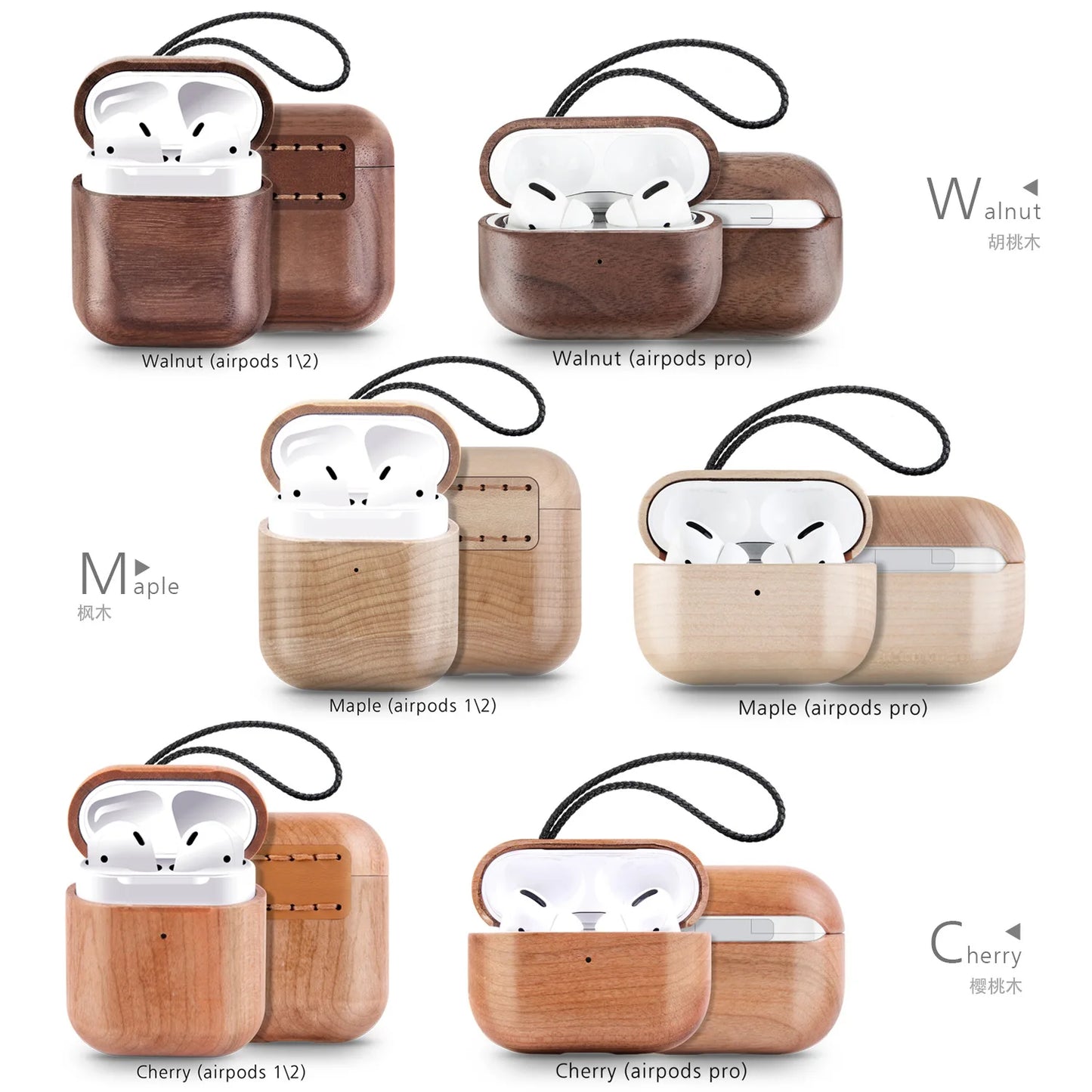 for Airpods Pro AirPods 3 2021 - Cover Case Protector Skin with Wireless Charging Case Made of Unique Wood for Airpods 1/2