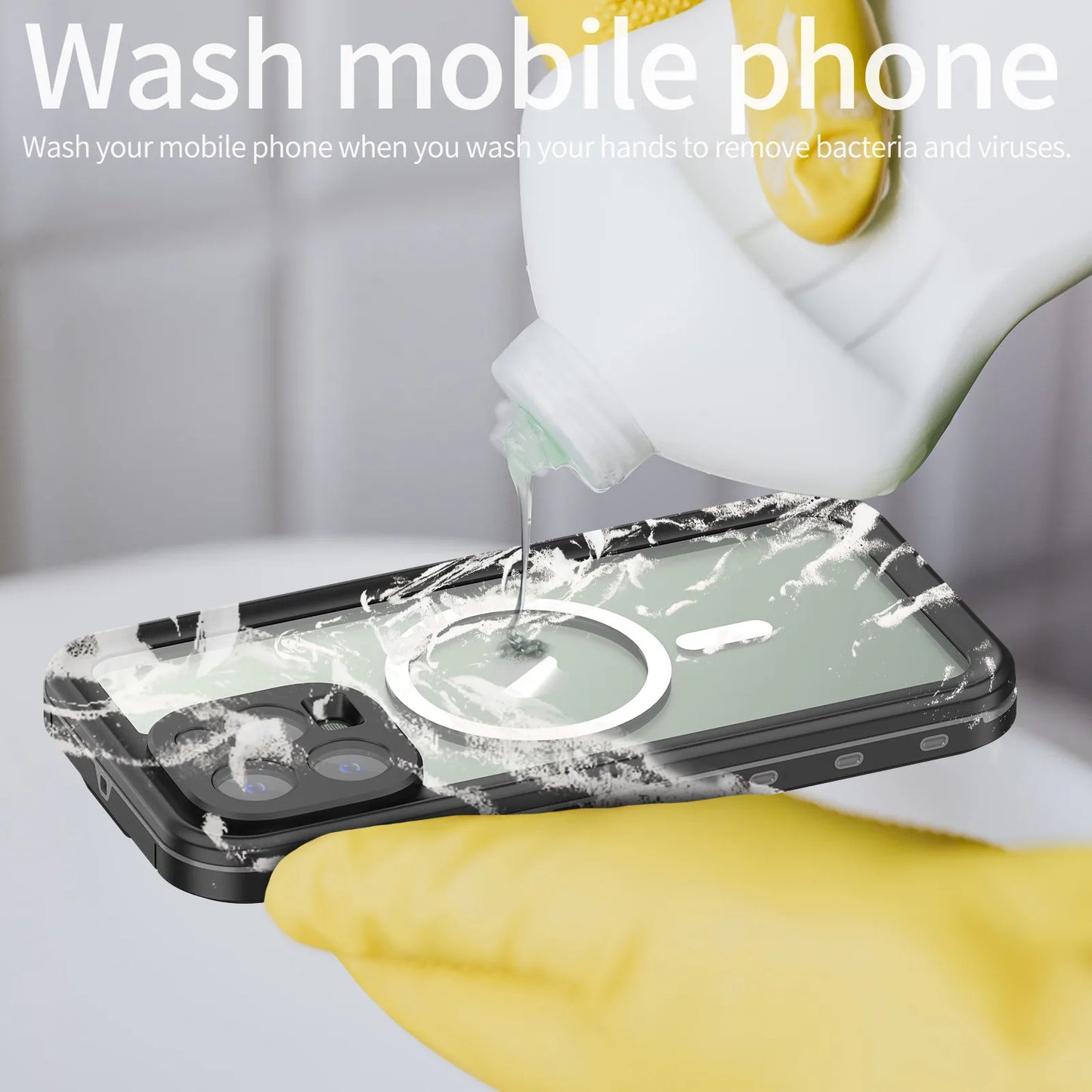 Waterproof for iPhone 16 15 14 Pro Max Case Plus Compatible Magsafe Case Magnetic Magnet Full Protection Phone Case with Lanyard