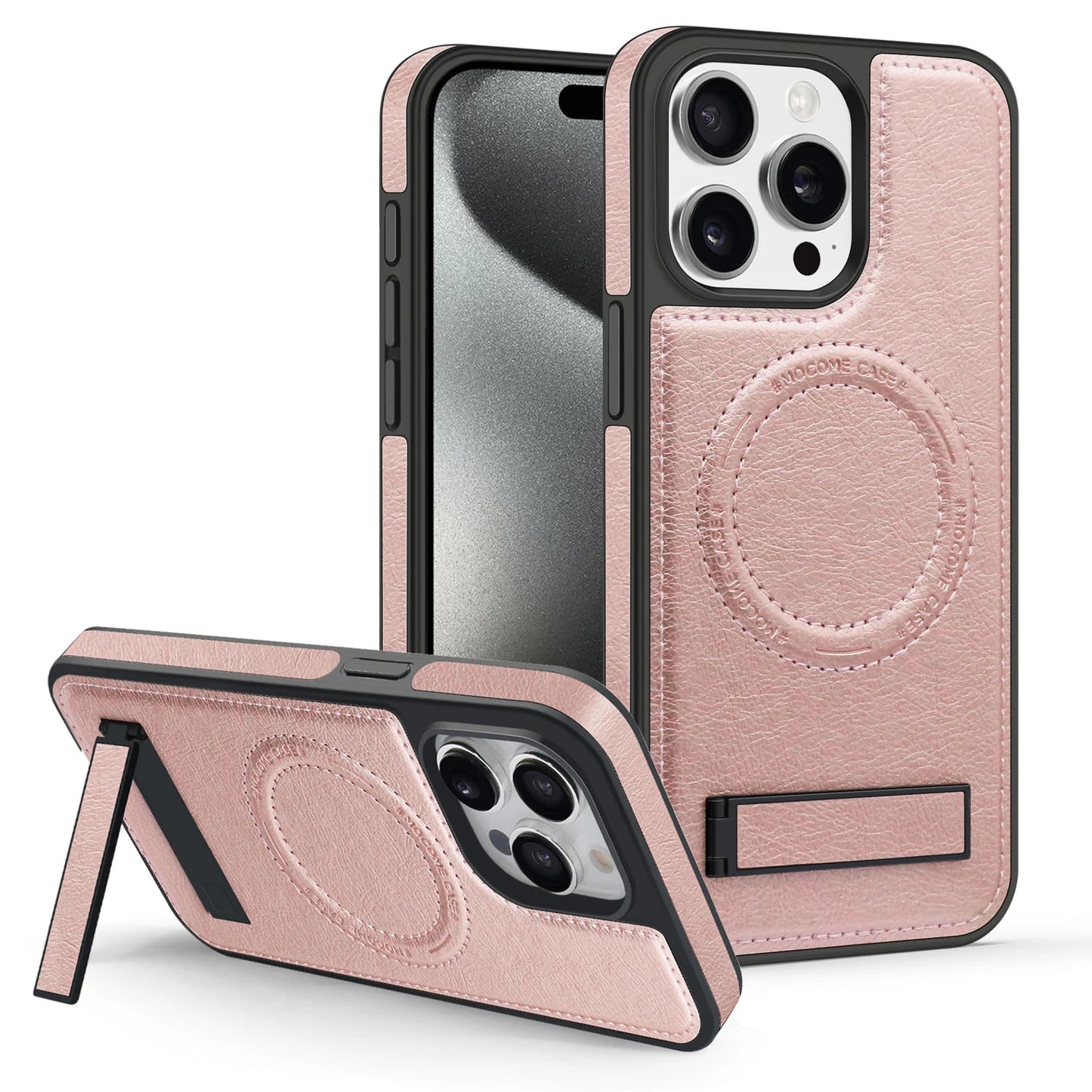 Leather Stand Magnetic Magsafe Phone Case For iPhone 15 12 11 13 14 Pro Max 15Pro 15Plus Hidden Bracket Shockproof Cover Funda