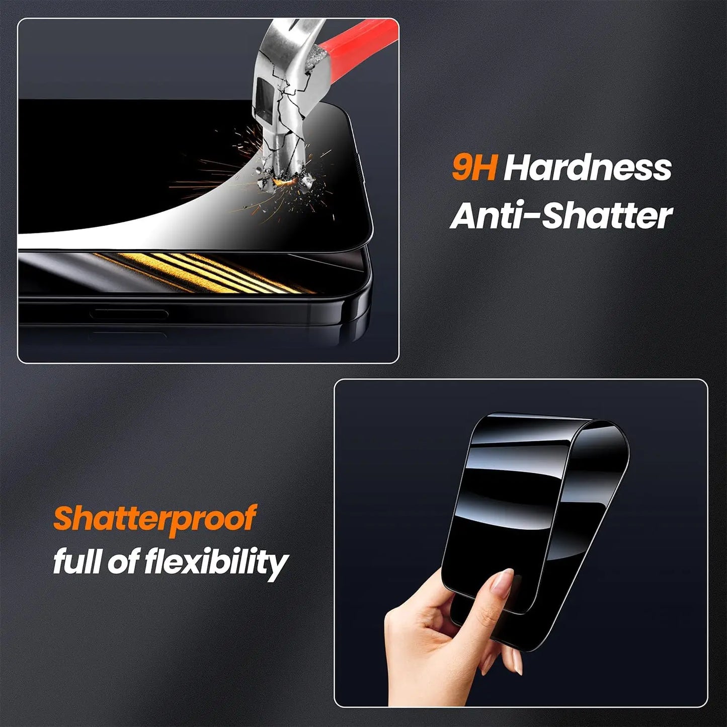 For iPhone 16 15 14 13 12 Pro Max Privacy Screen Protector,[Auto Dust-Elimination] Bubble-Free,2.5D Full-Coverage Tempered Glass