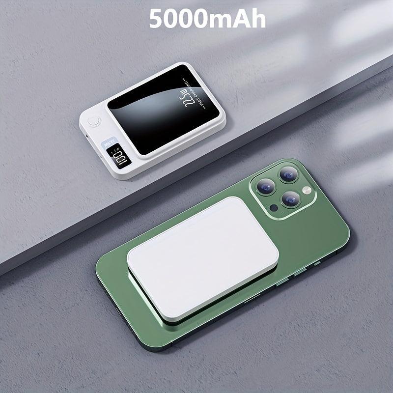 Hinne 5000/10000mAh Mobile Power Bank, 22.5W/PD20W Super Fast Charge, Magnetic Wireless Charging Bank, Portable Mobile Phone Charger For IPhone15pro/14max/13/12/ (USB, Type-c), With LED Power Display.