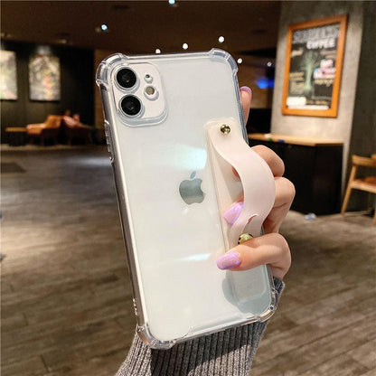 Bright Fluorescent Transparent Wrist Strap Phone Case For iPhone 11 13 11 Pro Max XR XS Max X 7 8 Plus 13 12 Pro Soft Silicon Back Cover - i-Phonecases.com