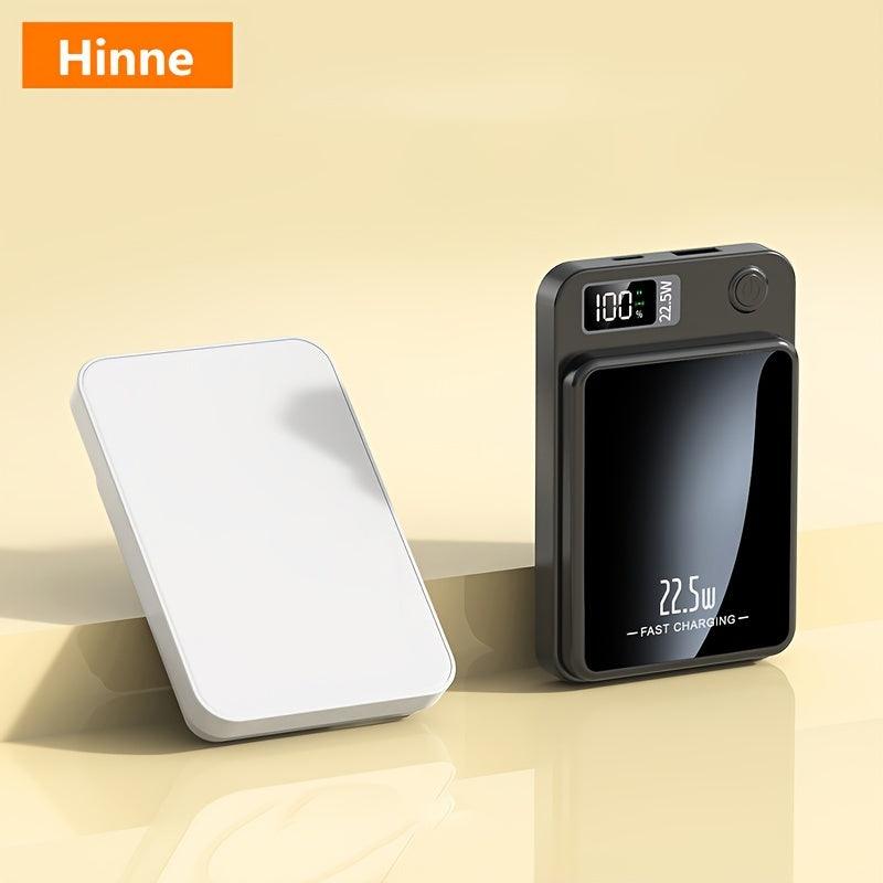 Hinne 5000/10000mAh Mobile Power Bank, 22.5W/PD20W Super Fast Charge, Magnetic Wireless Charging Bank, Portable Mobile Phone Charger For IPhone15pro/14max/13/12/ (USB, Type-c), With LED Power Display.