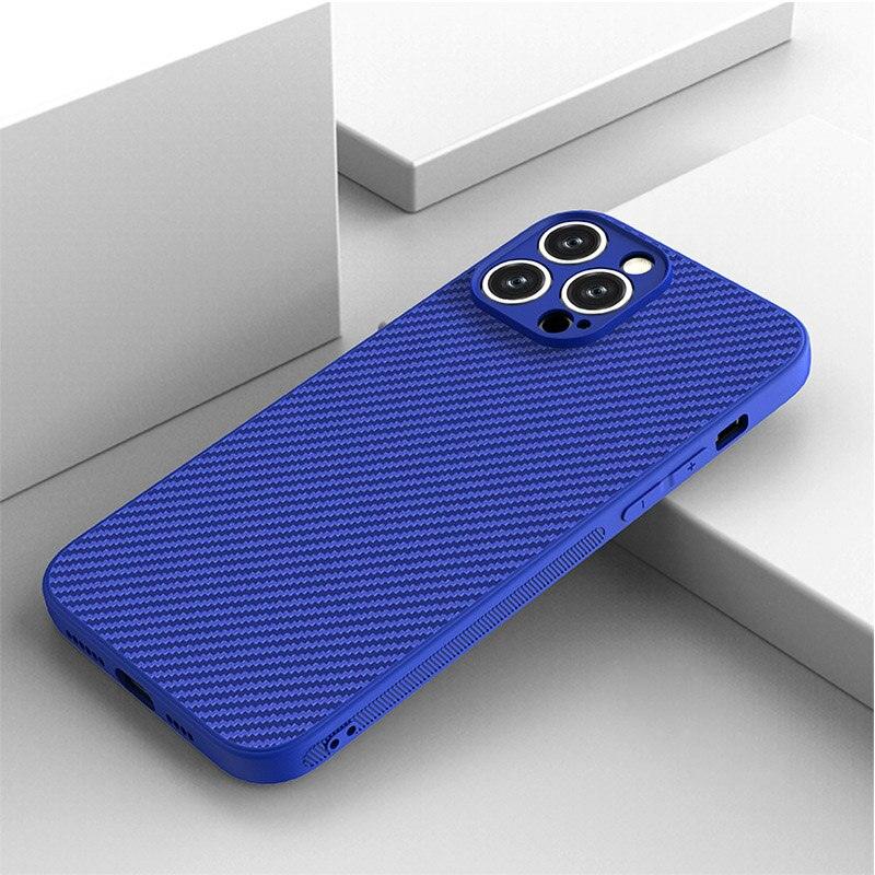 Carbon Fiber Texture Soft Silicone Case For iPhone 11 12 13 14 Pro